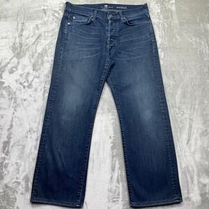 7 For All Mankind Standard Jeans Button Fly Dark Wash Denim Mens Sz 31‎ Fits 32"